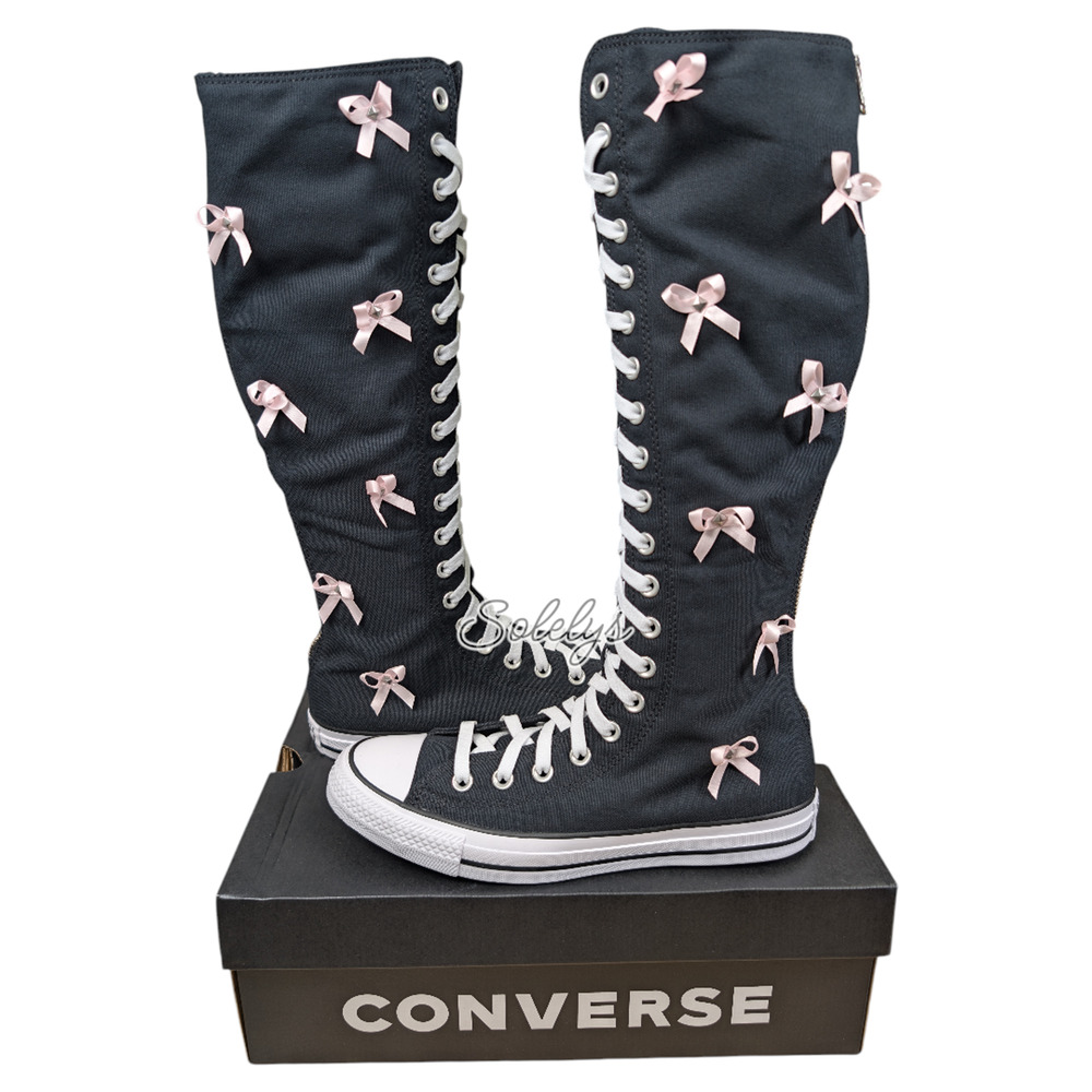 Converse XXHI Bows Studs Custom Elastic Laced Knee High Sneaker Boot Womens 11.5